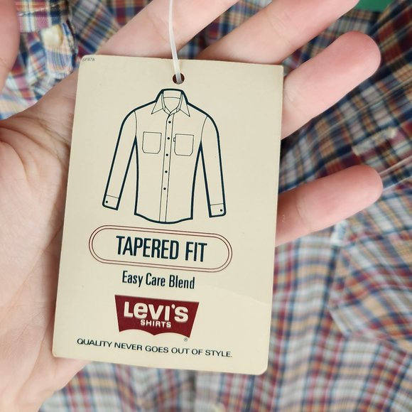 NEW Vintage Levi’s 80's Tapered Fit Plaid Easy Care Blend Button Up Shirt sz M - Picture 10 of 12
